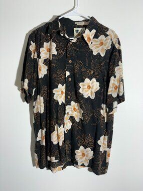 Vintage Ron Chereskin Floral Hawaiian Tropical Vacation Button Up L